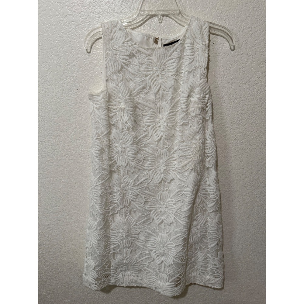 Tommy Hilfiger Ivory Floral Lace Sleeveless Shift Dress White TD6L1D1B Size 6